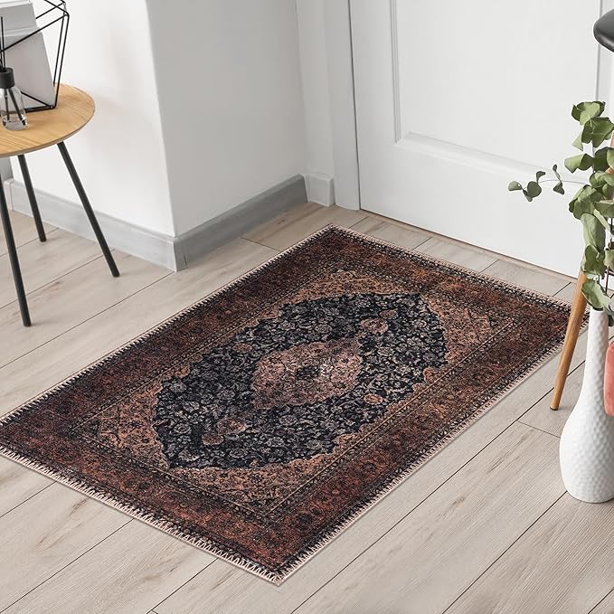 Keen Home Design 2x3 Rug - Machine Washable Entry Rug with Non-Slip Backing, Ideal for Enteryway, Kitchen, Bathroom, Laundry Room - Vintage, Easy Clean, Durable, Low Pile Rug - (2' x 3')-Ruum Studio Home