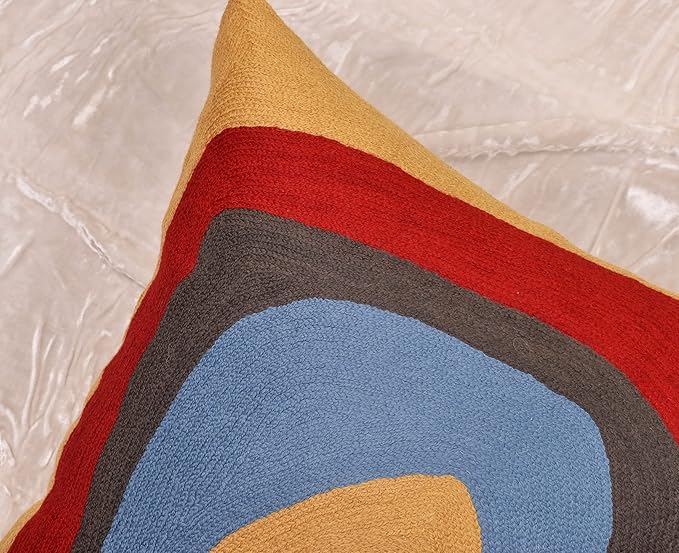 Kandinsky Modern Pillow Cover - Ruby Abstract Pillowcase Farmhouse Chair Contemporary Cushion Outdoor Pillowsham Mid Century Handmade Wool Size 18x18-Ruum Studio Home