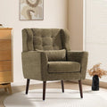 Modern Accent Chair, Upholstered Armchair with Pillow, Fabric Single Sofa Chair with Lounge Seat and Wood Legs Accent Chair for Living Room Bedroom Small Spaces (Avocado, Set of 1)-Ruum Studio Home
