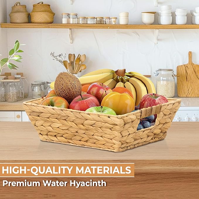 Set of 2 Snack Baskets, Wicker Snack Basket Organizer for Office, Small Wicker Baskets with Handles, (2 Medium Basket)-Ruum Studio Home