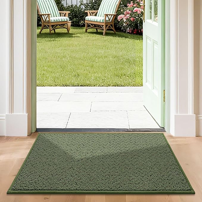 COSY HOMEER-Door-Mat 24"x36" Non Slip Absorbent Entryway Rugs Dirt Trapper Doormats Washable Entrance Mats Low Pile Welcome Floor Mat for Front Back Door and Entry Mats,Green-Ruum Studio Home