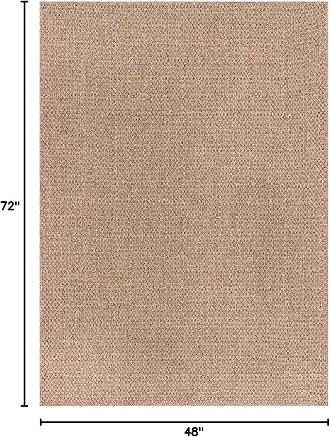 CAMILSON Easy Jute Rug 4x6, Indoor Outdoor Natural Color Farmhouse Area Rugs for Living Room Patio and Kitchen Rug, Solid Boho Woven Design, Easy-Cleaning, Washable Outside Carpet Alfombras (4 x 6)-Ruum Studio Home