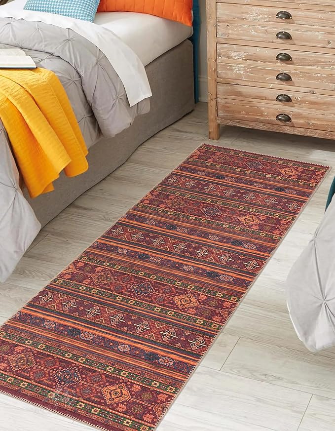 Keen Home Design 2x12 Rug - Machine Washable Runner Rug with Non-Slip Backing, Ideal for Hallway, Entryway, Kitchen, Laundry Room - Vintage, Easy Clean, Durable, Low Pile - (2'6" x 12')-Ruum Studio Home