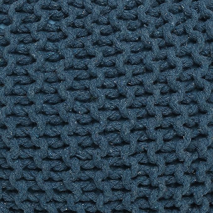 REDEARTH Round Pouf Bean Bag Ottoman - Foot Stool Hand Knitted - Home Decor Pouffe Stuffed - Cable Boho Poof Beanbag Footrest for Living Room - Nursery - Bedroom - Patio (19.5"x19.5"x14") - Teal-Ruum Studio Home