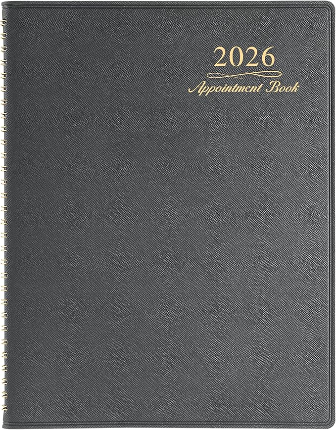 2026 Weekly Appointment Book - Appointment Book 2026, Jan 2026 - Dec 2026, Daily/Hourly Planner with Tabs, 15 Minutes, 8.26"x 11.4", Wirebound - Grey-Ruum Studio Home