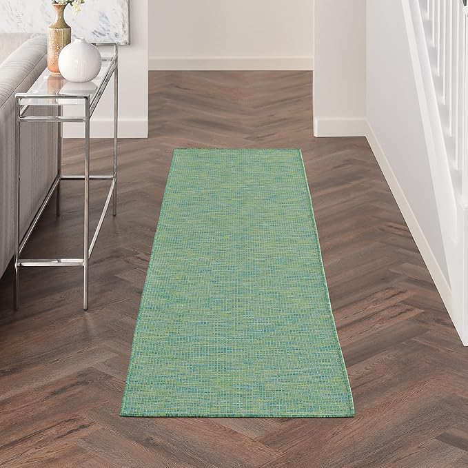 Nourison Home Positano Blue Green 2' x 6' Area Rug Easy Clean, Non Shedding, Bed Room, Living Room, Dining Room, Kitchen (6' Runner)-Ruum Studio Home