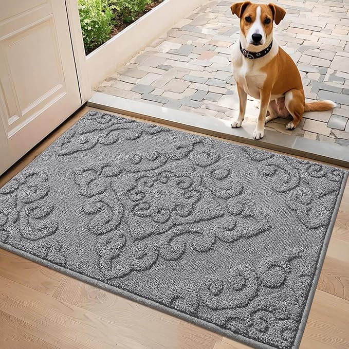 COSY HOMEER-Door-Mat-Non-Slip-Entryway-Rugs 20”x32” Absorbent Welcome Mats Washable Dirt Trapper Door Mat Entrance Floor Mats for Front Back Doormats and Wet Shoes,Grey-Ruum Studio Home