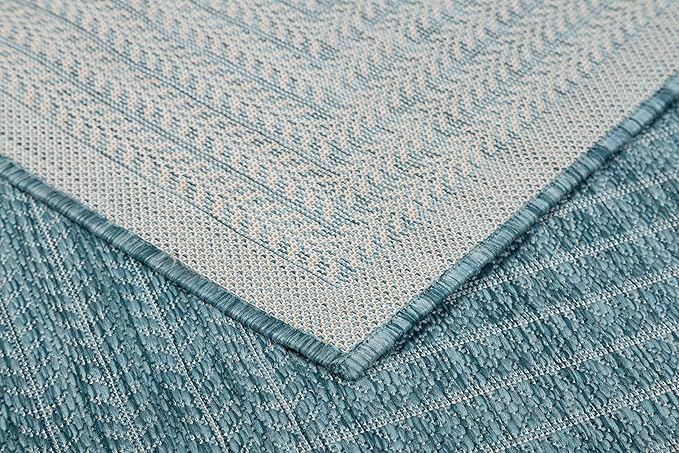 Adiva Rugs Outdoor Indoor Area Rug, Weather Resistant, Easy to Clean, Stain Resistant Floor Mat for Dining Room, Backyard, Deck, Patio (Aqua Weiss, 8' x 10')-Ruum Studio Home