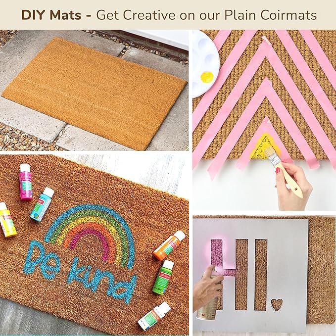 Welcome Doormats, Natural Coco Coir Mats with Non-Slip PVC Backing, Indoor Outdoor Mats for Home & Office, Floor Mats for Door Decor, Patio Decor, Plain Entry Mat, Beige, 30"x17"-Ruum Studio Home