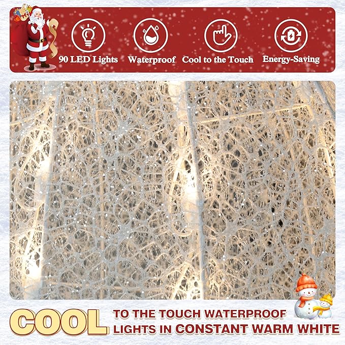 5FT Lighted Snowman with Birds for Christmas Decoration, 3D Pre-Lit Iridescent Snowman Xmas Decor with 90 LED Lights, Glittered Standing Holiday Display for Outdoor, Indoor-Ruum Studio Home