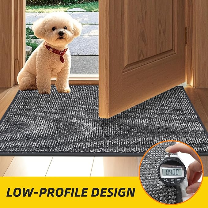 JSEI Dirt Trapper Door Mat 24"x36" Non-Slip Washable Entrance Mat, Dog Doormats, Absorbent & Fade-Resistant Floor Mats, Low Profile Welcome Mats for Entryway, Front Door, and Inside Entrance,Dark Grey-Ruum Studio Home