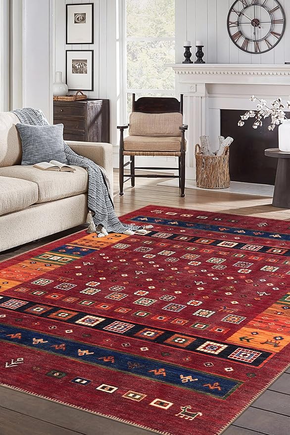 Keen Home Design 6x9 Rug - Machine Washable Area Rug with Non-Slip Backing, Ideal for Living Room, Dining Room, Bedroom - Vintage, Easy Clean, Durable, Low Pile Rug - (6' x 9')-Ruum Studio Home