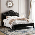 Allewie Queen Velvet Bed Frame with Adjustable Headboard, Wooden Slats, No Box Spring Needed, Easy Assembly, Black-Ruum Studio Home