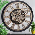 HOIBAI Large Wall Clock, 24 Inch Wall Clocks for Living Room Decor Farmhouse Vintage Rustic Kitchen Wall Decor Vintage Roman Big Oversized Wall Clock for Home Bedroom House Office, Moving Gears Clock-Ruum Studio Home