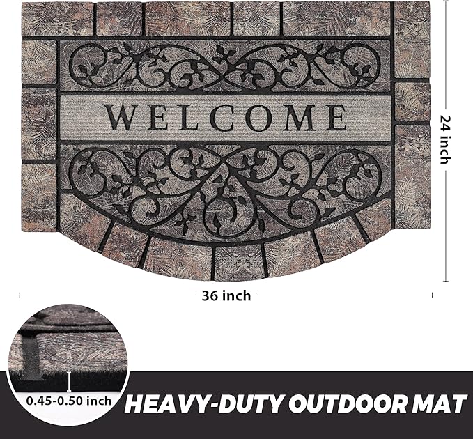Thick Welcome Mats Outdoor, 24 * 36" Large Front Door Mat Entrance, Durable Welcome Mat for Front Door, Heavy Duty No Slip Rubber Outdoor Mats for Home Entrance-Ruum Studio Home