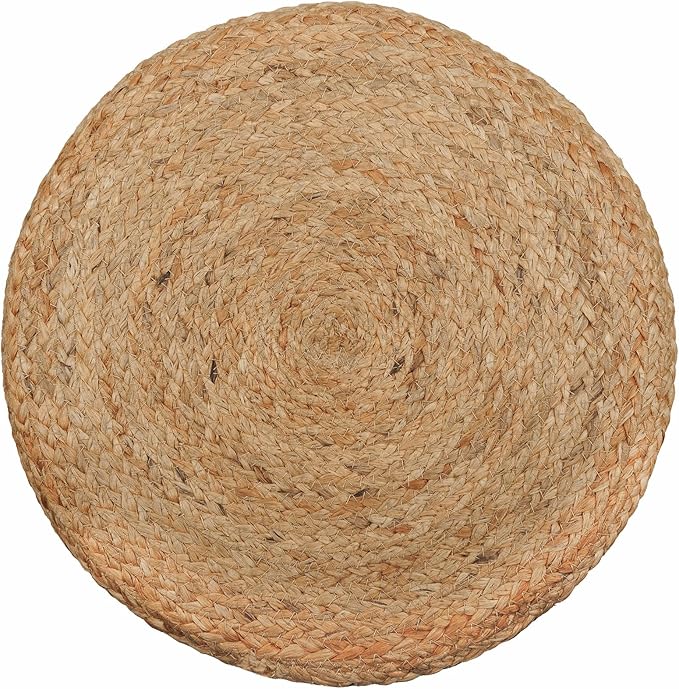 REDEARTH · Cylindrical Pouf Foot Stool Ottoman - Jute Braided Pouffe Poof Accent Sitting Footrest for The Living Room, Bedroom, Nursery, Patio, Lounge - Set of 2 (14.5”x14.5”x16”; Natural Acorn)-Ruum Studio Home