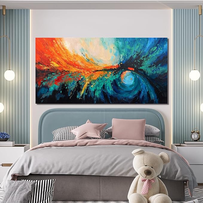 Canvas Wall Art Decor Large Wall Art Pictures For Living Room Blue Green Wall Art Decor Canvas Abstract Art Work Colorful Abstract Wall Art Decor Prints For Bedroom Office Kitchen Wall Decor 29" x 58"-Ruum Studio Home