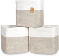 NaturalCozy 13 Inch Cube Storage Bins Cotton Rope Woven Baskets for Organizing 3-Pack | 13 x 13 Storage Cubes | Fabric Square Storage Baskets for Shelves Organizer, Kids Toy Bins, Closet Baby Nursery-Ruum Studio Home