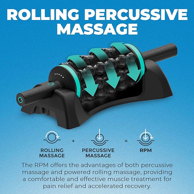 Chirp RPM Rolling Percussive Massager – Deep Tissue Muscle Massager and Back Roller with Hands-Free Base, Rechargeable Leg Massager Roller, 5-Speed Massage Roller Stick for Legs, Foot & Calf Massager-Ruum Studio Home