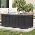 Deck Box, 120 Gallon Outdoor Storage Box Lockable Patio Waterproof for Furniture, Garden Tools, Sports Equipment and Pool Supplies, Waterproof, Resin, Lockable-Ruum Studio Home