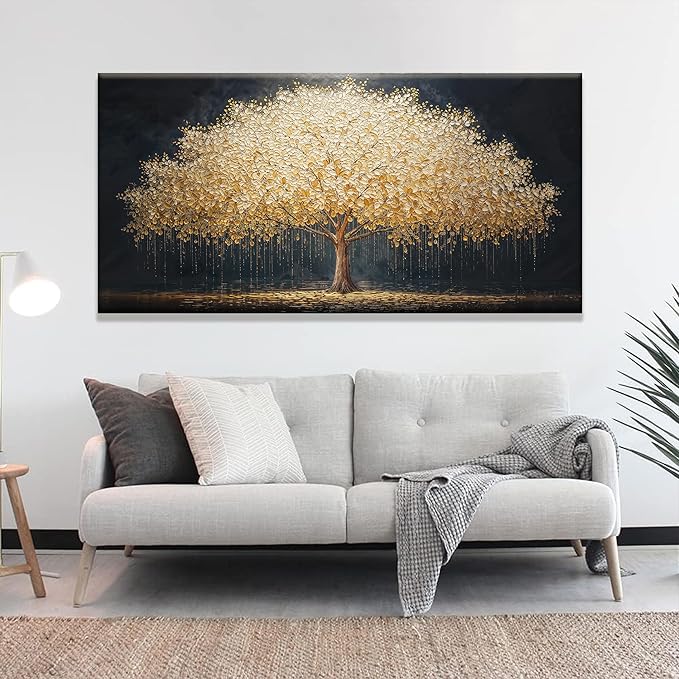 Tsomzxng Abstract Wall Art Gold Tree Of Life Artwork Canvas Art Wall Decor Painting Prints Gold Tree Large Abstract Wall Decor Picture For Living Room Bedroom Home Office Artwork 29"X 58"-Ruum Studio Home