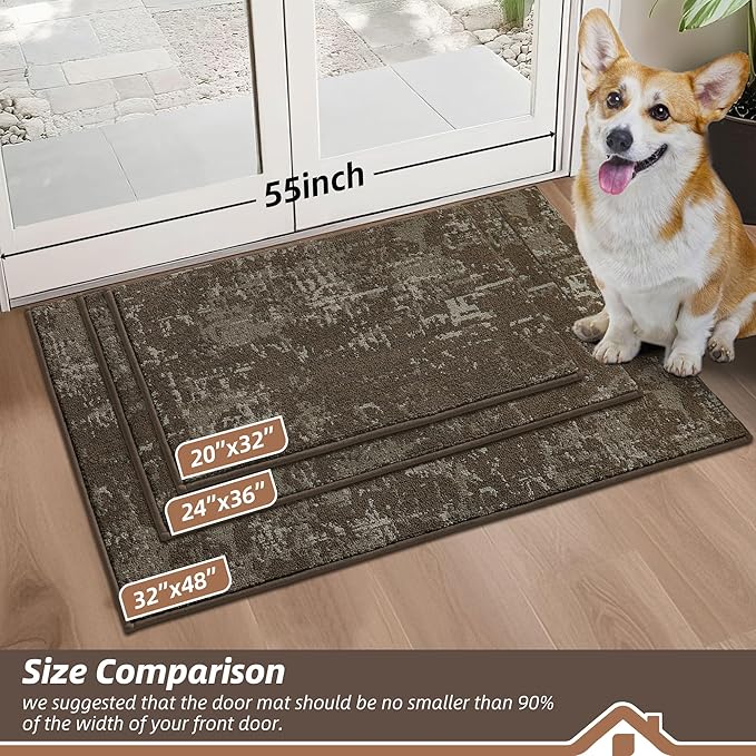 BEQHAUSE Dirt Trapper Door Mat 24"x36" Non-Slip Door Mats Washable Entryway Rugs Stain Resistant Doormat Absorbent Welcome Floor Mat for Front Back Door, Muddy Wet Shoes & Paws,Brown-Ruum Studio Home