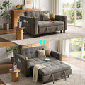 LINSY 3-in-1 Convertible Sofa Bed, 54" Pull Out Sleeper Sofa with Charging Station & Cup Holder, Small Folding Loveseat with Side Pocket for Small Space, Corduroy Couch, Gray-Ruum Studio Home