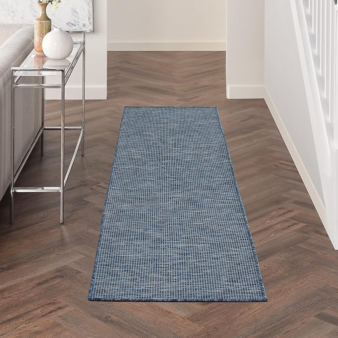 Nourison Positano Navy Blue 2' x 6' Area Rug Easy Clean, Non Shedding, Bed Room, Living Room, Dining Room, Kitchen (6' Runner)-Ruum Studio Home