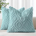 decorUhome Fall Throw Pillow Covers 20x20 Inch Set of 2, Soft Plush Decorative Faux Fur Aqua Solid Couch Pillow Covers, Accent Farmhouse Neutral Square Euro Pillow Cases for Sofa Bed Living Room-Ruum Studio Home