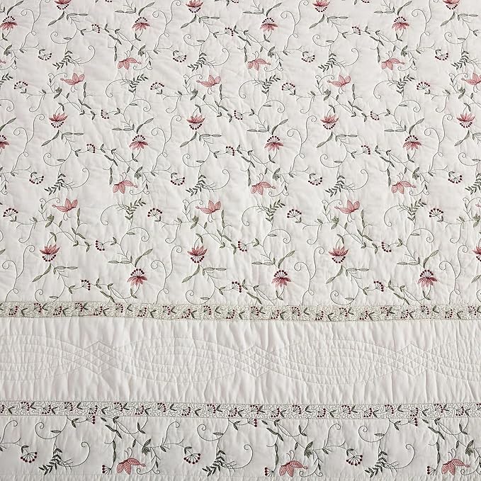 MarCielo 3-Piece 100% Cotton Oversized Bedspread Lightweight Quilt Coverlet Embroidery Farmhouse Bedding Set(TC Soft White,Oversized King (118"x106"))-Ruum Studio Home