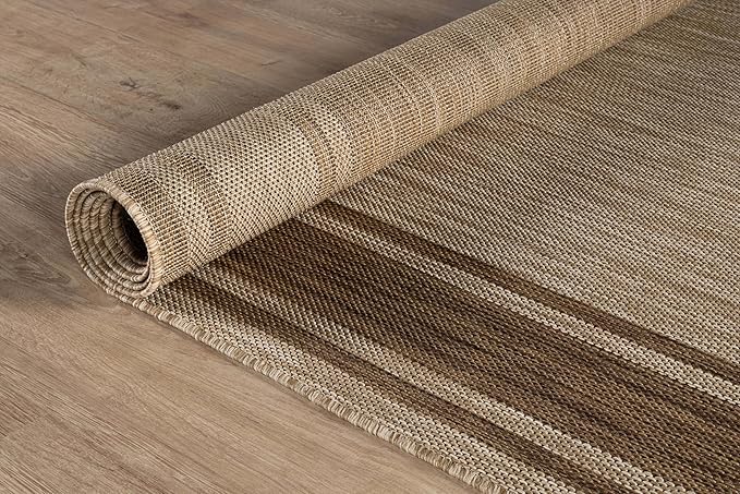 Beverly Rug Outdoor Rug 8x10 Modern Bordered Area Rugs for Indoor and Outdoor Patio Deck Porch Garden Waterproof Weather Sun Resistant Washable Outside Carpet (8 x 10 Jute)-Ruum Studio Home