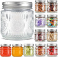 Mason Jars 8 oz - Vintage Small Glass Mason Jars with Silver Metal Lids, Regular Mouth Canning Jars, Safe For Storage, Canning, Pickling, Preserving, Fermenting, DIY Crafts & Decor (12Pack)-Ruum Studio Home