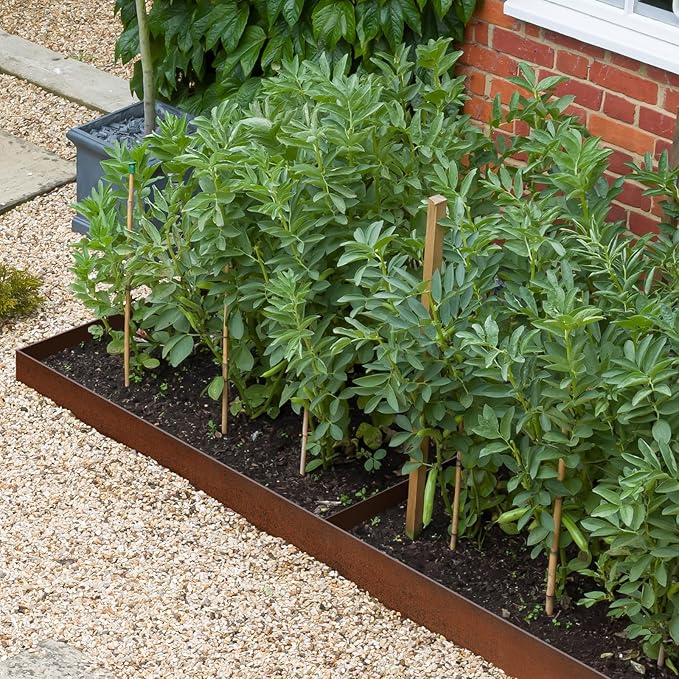 Worth Garden 6-Pack Cor-Ten Steel Landscape Edging with Black Protection Strips - Rust Patina Finish 40" L x 8" H (20Ft Total) - Hammer-in 14-Gauge Metal Corten Lawn Yard Edging Border w/ 7 Clips-Ruum Studio Home