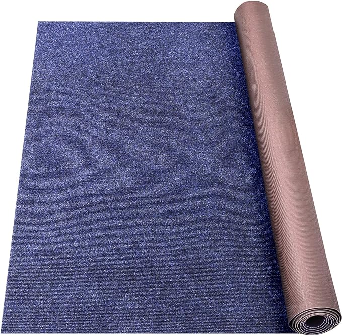Marine Carpet,5 FT x 10 FT Deep Blue Indoor Outdoor Carpet 0.2" Thick Boat Carpet with Water-Proof TPE Backing, Non-Slide Outdoor Marine Carpet Roll for Home, Patio, Porch, Deck-Ruum Studio Home