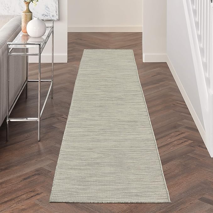 Nourison Positano Indoor/Outdoor Light Grey 2'2" x 10' Area Rug, Easy Cleaning, Non Shedding, Bed Room, Living Room, Dining Room, Backyard, Deck, Patio (2x10)-Ruum Studio Home