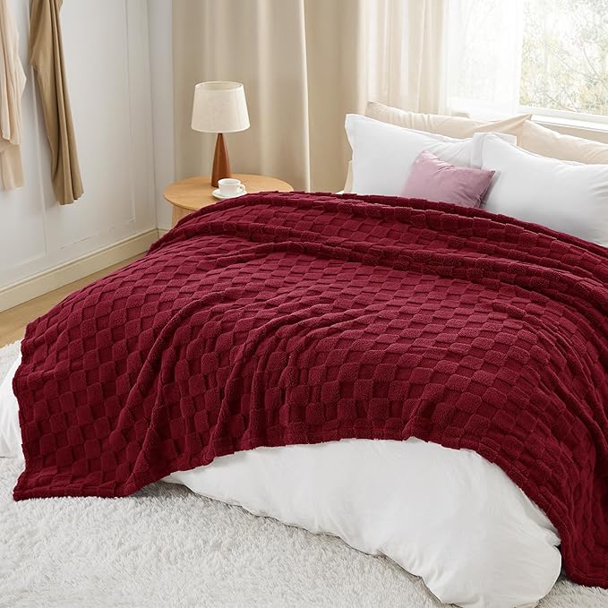 Bedsure GentleSoft Blankets Queen Size for Bed - Super Soft Cozy Blanket for Women Men Girls, Large Fuzzy Fleece Throw for Bedroom Decor, Red, 90x90 Inches-Ruum Studio Home