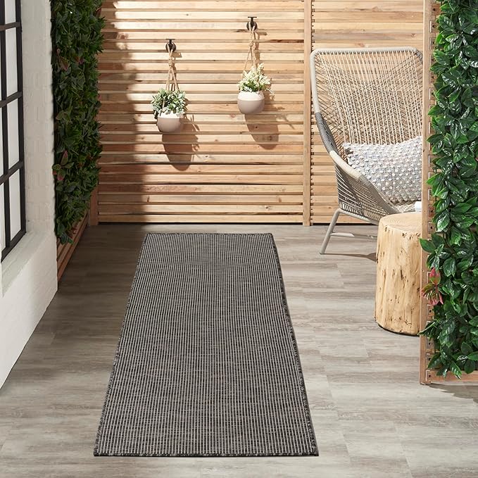 Nourison Home Positano Charcoal 2' x 6' Area Rug Easy Clean, Non Shedding, Bed Room, Living Room, Dining Room, Kitchen (6' Runner)-Ruum Studio Home