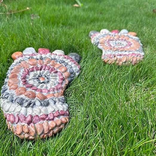 Garden Stepping Stones - Decorative Garden Stones for Patio, Deck, Garden or Sidewalk Faux Cobblestone Stepping Stones (Set of 2#A-Ruum Studio Home