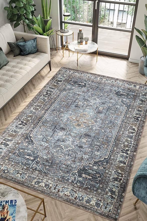 Keen Home Design 3x5 Rug - Machine Washable Entry Rug with Non-Slip Backing, Ideal for Enteryway, Kitchen, Bathroom, Laundry Room - Vintage, Easy Clean, Durable, Low Pile Rug - (3' x 5')-Ruum Studio Home