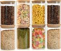 Glass Food Storage Jars Set of 8,26oz-Glass Storage Containers Clear Glass Food Canister with Bamboo Lid Airtight For Serving Tea, Coffee, Flour,Candy, Cookie, Spice(Round-8CMx15CM)-Ruum Studio Home