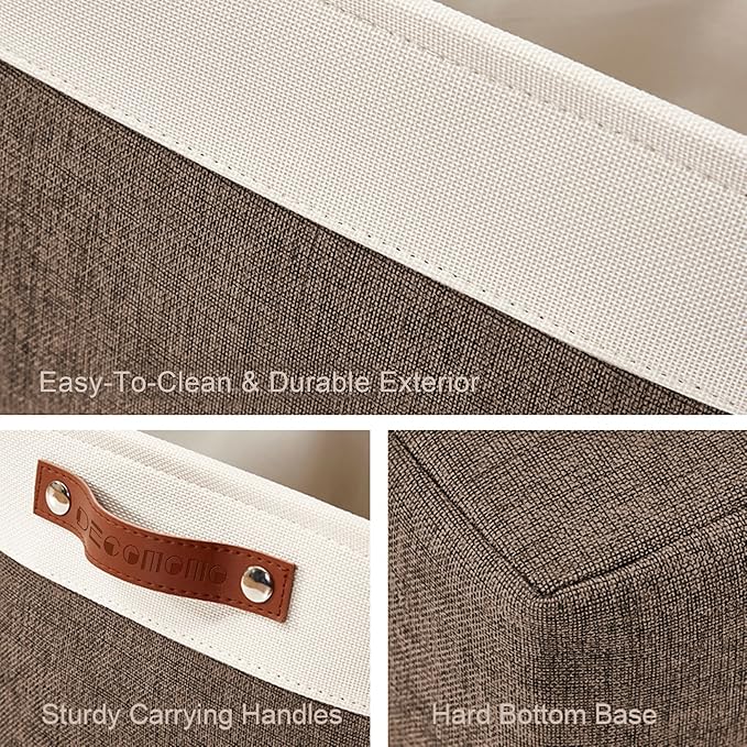 DECOMOMO Storage Baskets for Shelves - Fabric Closet Organizers and Storage Bins, Perfect Baskets for Organizing Closet Toys Nursery (Brown and White, XL - 3 Pack)-Ruum Studio Home