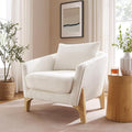 Accent Chair 31" Oversized Reading Chair Comfy Upholstered Boucle Lounge Armchair, Modern Living Room Chair with Back Pillow,Single Sofa Chair for Bedroom, Office (Beige)-Ruum Studio Home