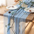 6pcs Light Blue Gauze Rustic Cheesecloth Table Runner 120 Inch 10 FT for Wedding Baby Shower Bridal Shower Birthday Engagement Garden Outdoor Party Long Sheer Boho Decorations-Ruum Studio Home