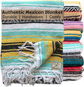 Del Mex Classic Mexican Blanket, Large Authentic Woven Falsa Throw (70"x50"), Artisan Southwest Décor for Beach, Yoga, Outdoors (Mint/Yellow)-Ruum Studio Home