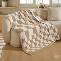 Joiedomi Throw Blanket for Couch Bed, Checkered Knitted Blankets Gifts for Women Mom Girls, Cozy Cute Soft Throw Home Room Decor Aesthetic for Women Mothers Birthday Gifts 50x70 Inches-Ruum Studio Home