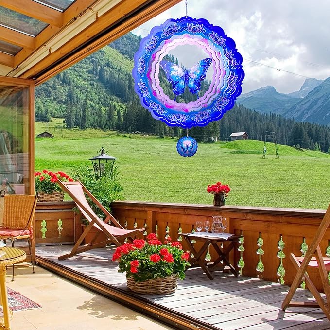 Butterfly Wind Spinners Outdoor,12 Inch Butterfly Gifts for Women Mom Grandma Wife,3D Butterflies Decorations Wind Spinners for Garden Yard Proch-Ruum Studio Home