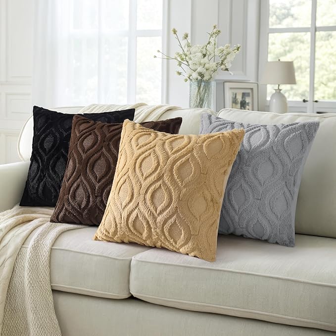 decorUhome Throw Pillow Covers 12x20 Inch Set of 2, Soft Plush Decorative Faux Fur Dark Brown Solid Couch Pillow Covers, Accent Farmhouse Neutral Lumbar Euro Pillow Cases for Sofa Bed Living Room-Ruum Studio Home