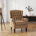 UIXE High Back Accent Chair, Upholstered Armchair in Fabric, Retro Wingback Arm Chair for Living Room, Comfy Single Sofa Bedroom Reading Seat with Solid Wood Legs - Brown-Ruum Studio Home