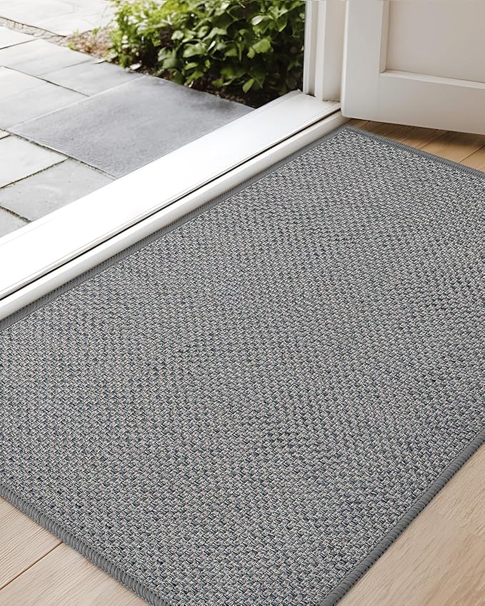 Color&Geometry Front Door Mat Indoor 27"x59", Rugs for Entryway, Non Slip Washable Low-Profile Inside, Entry Mat Entry Rug Door Mat Indoor Entrance, Light Grey (Rolled-up NO Creases)-Ruum Studio Home
