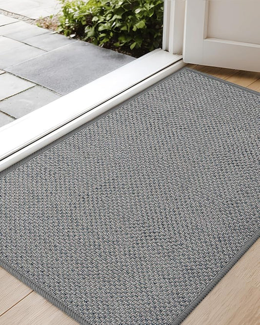 Color&Geometry Front Door Mat Indoor 21"x31", Rugs for Entryway, Non Slip Washable Low-Profile Inside, Entry Mat Entry Rug Door Mat Indoor Entrance, Light Grey (Fold)-Ruum Studio Home
